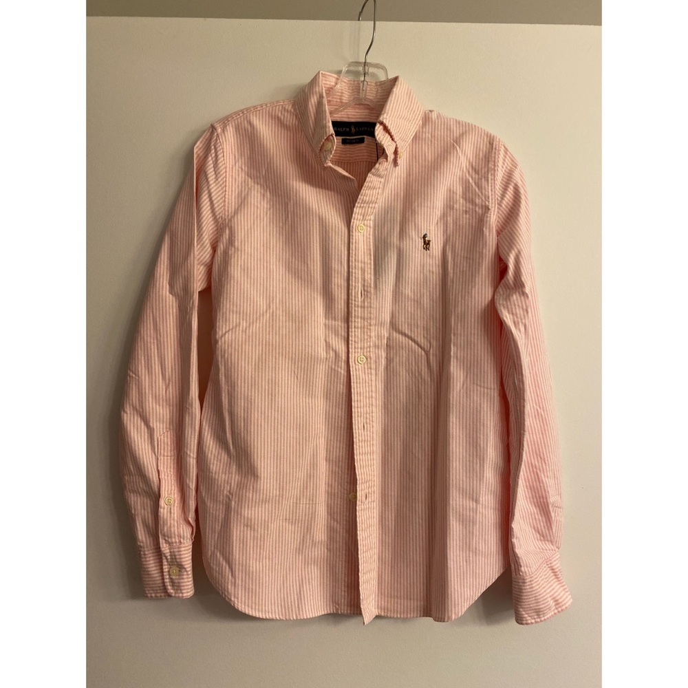 Ralph Lauren pink and white striped shirt